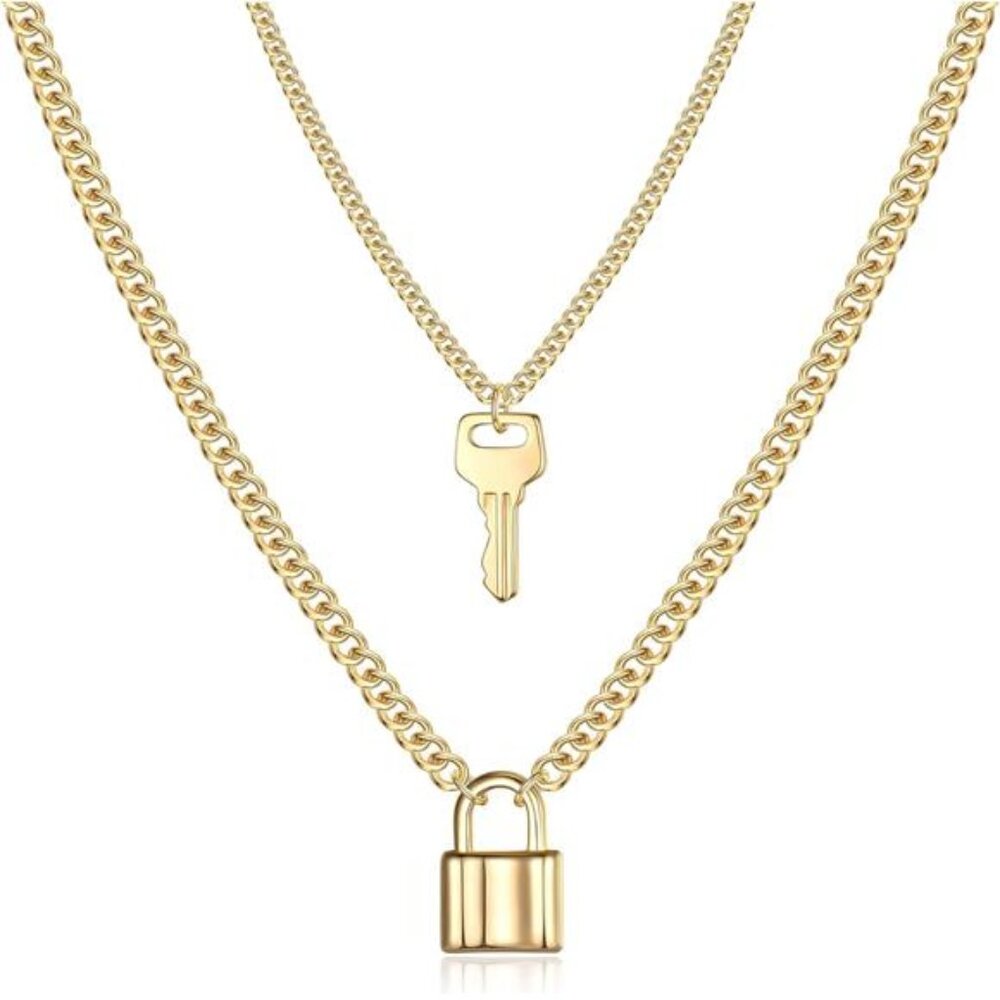 Dainty Layered Choker Necklace, Handmade 14K Gold Plated Y Pendant